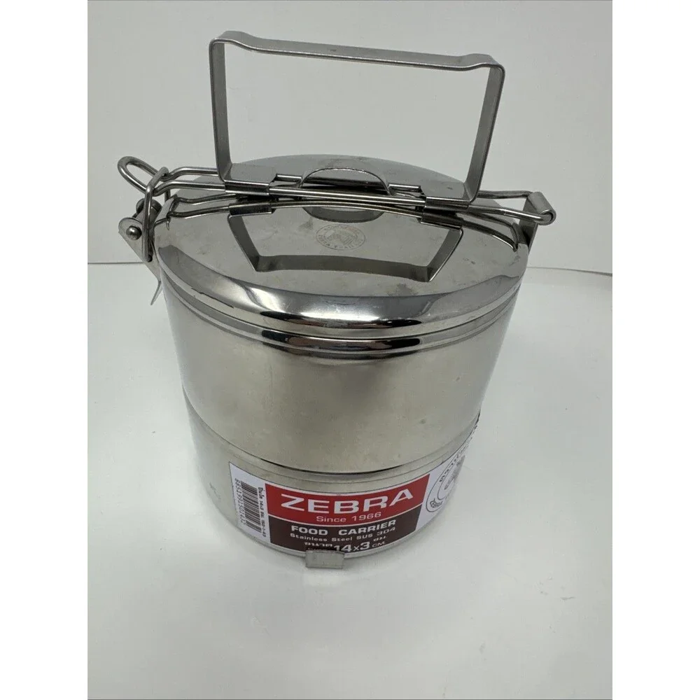 Zebra Brand Stainless Steel Food Carrier Lunch Box Pinto 14 cm 2 tier NEW Grinne